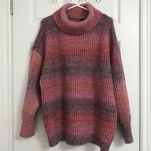 NWOT DESIGN LAB Ombre Cowl Neck Sweater Top Long Sleeve Mauve Brown Pink - Picture 1 of 6